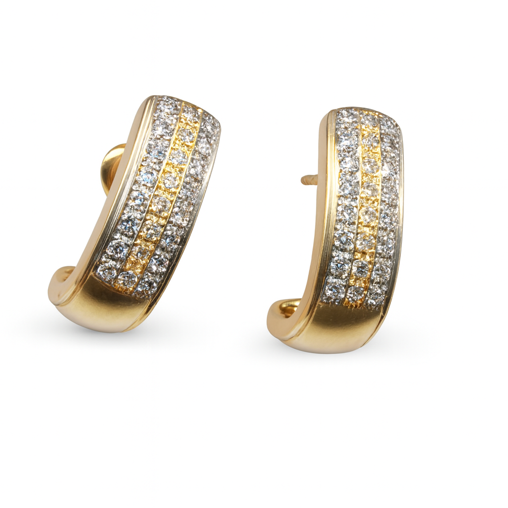 Beautiful 18 Kt Gold  Natural Diamond Earing